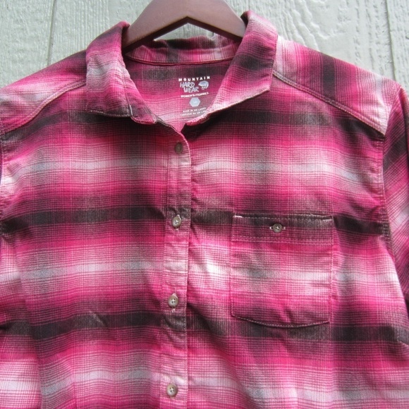 Mountain Hardwear Shirt Women's 14 Plaid‎ Red/Black Pockect Long sleeves Outdoor - Picture 2 of 11